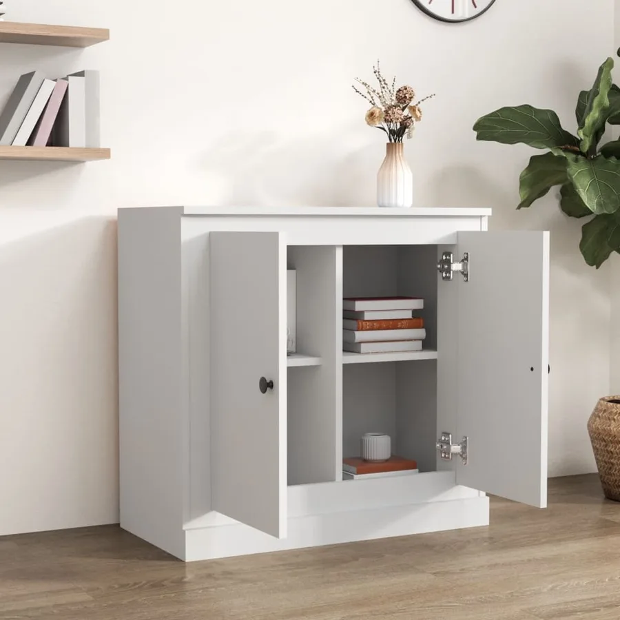 Buffet blanc 70x35,5x67,5 cm bois d'ingénierie - 3