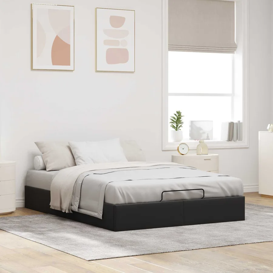 Cadre de lit ottoman Noir Lit double classique Velours - 4