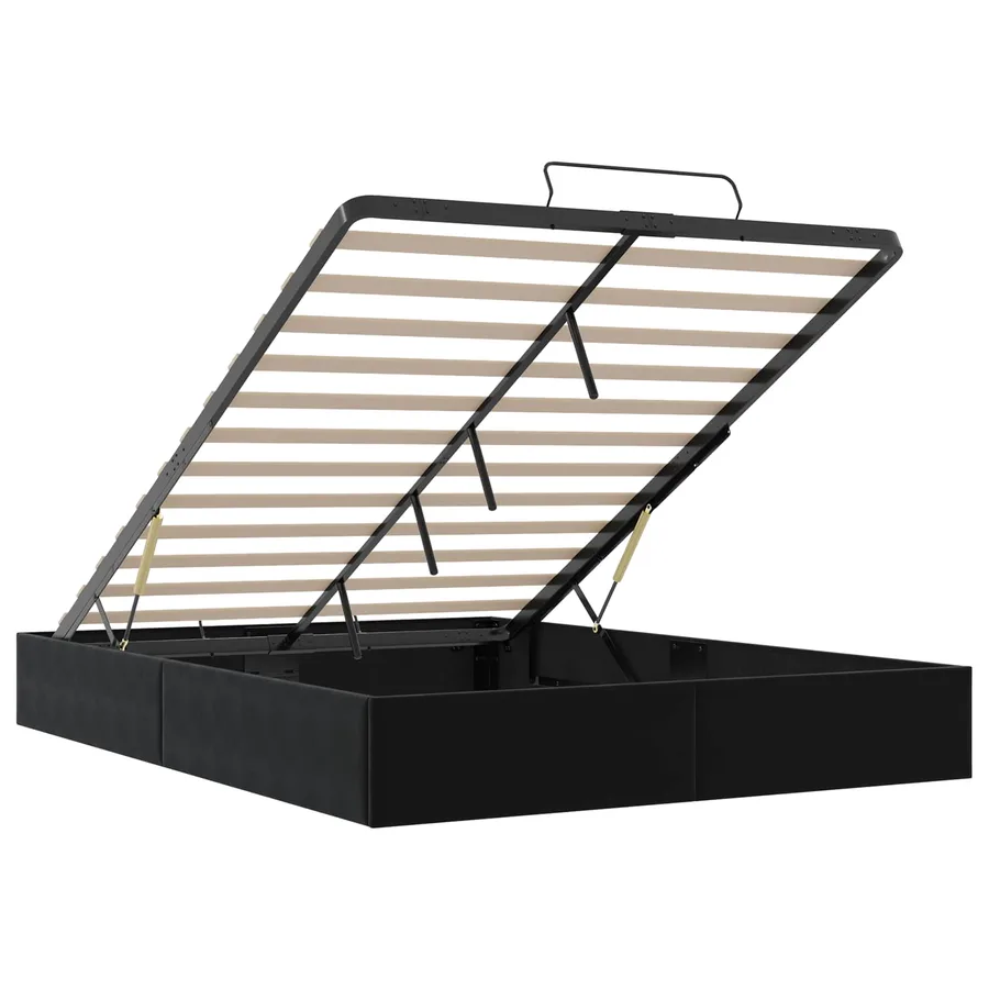 Cadre de lit ottoman Noir Lit double classique Velours - 5