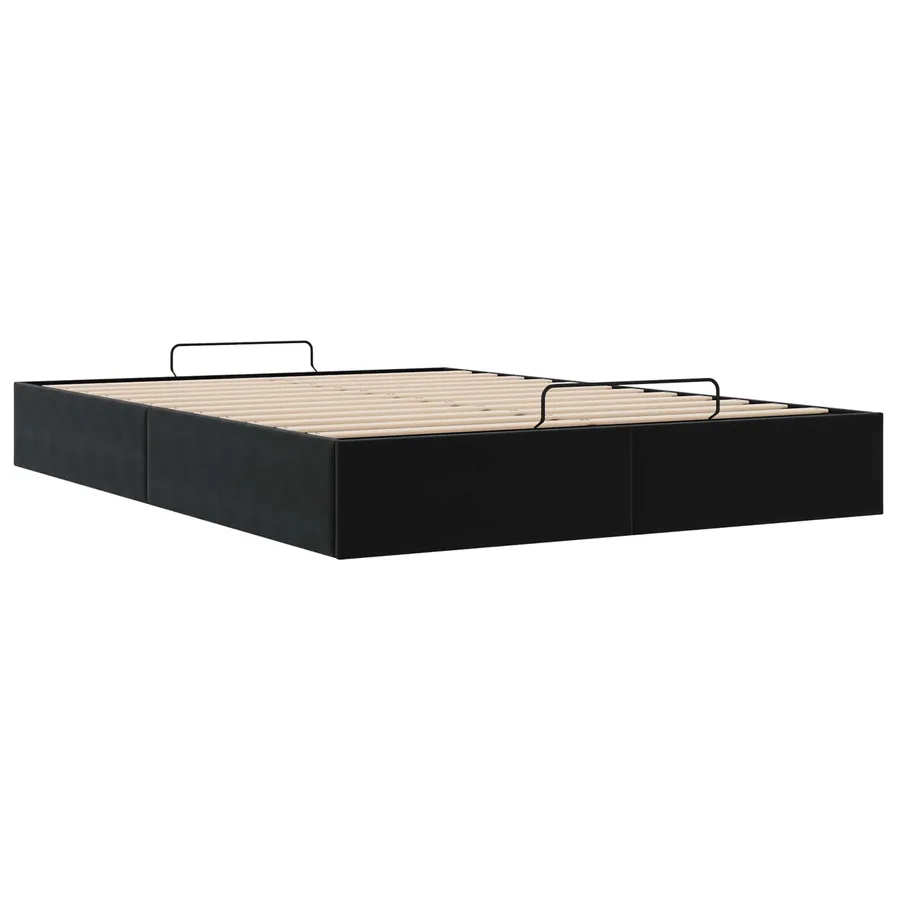 Cadre de lit ottoman Noir Lit double classique Velours - 6