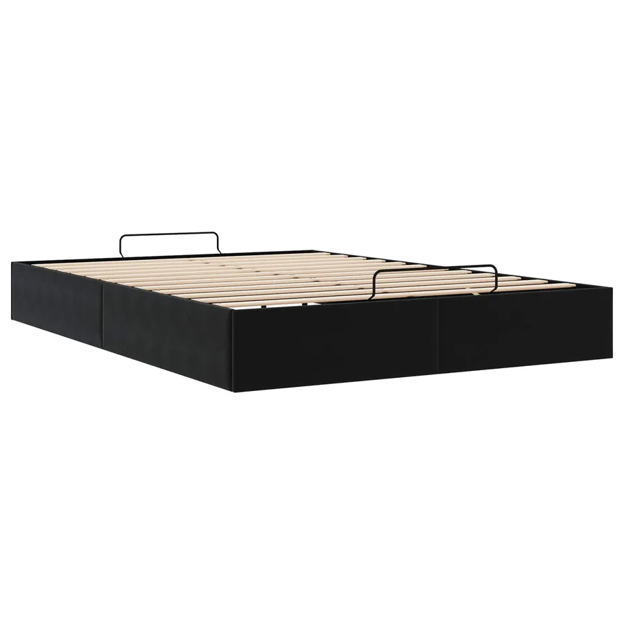 Cadre de lit ottoman Noir Lit double classique Velours - 9