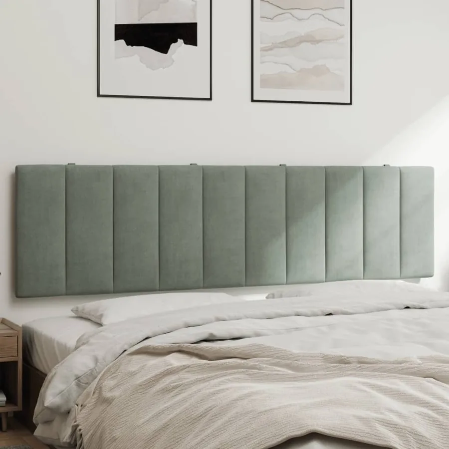 Coussin de tête de lit Hanko gris clair 183 cm velours