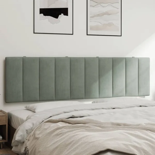 Coussin de tête de lit Hanko gris clair 183 cm velours