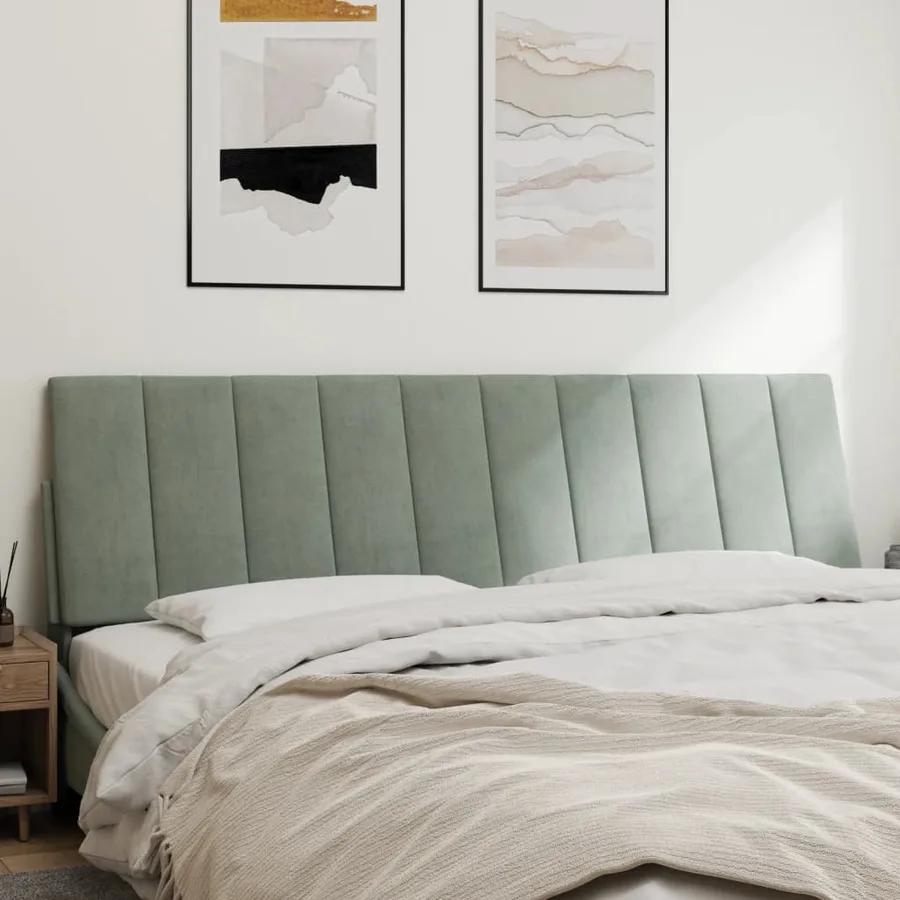 Coussin de tête de lit Hanko gris clair 183 cm velours - 3