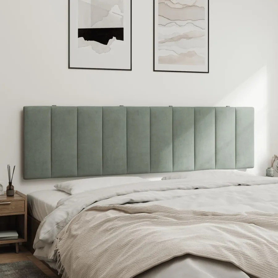 Coussin de tête de lit Hanko gris clair 183 cm velours - 4