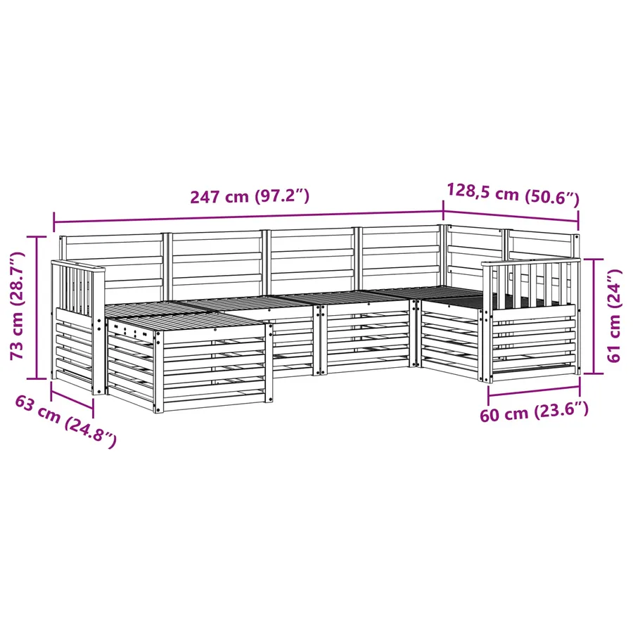 Ensemble de canapés d'extérieur 6 pcs Blanc Polyester - 8
