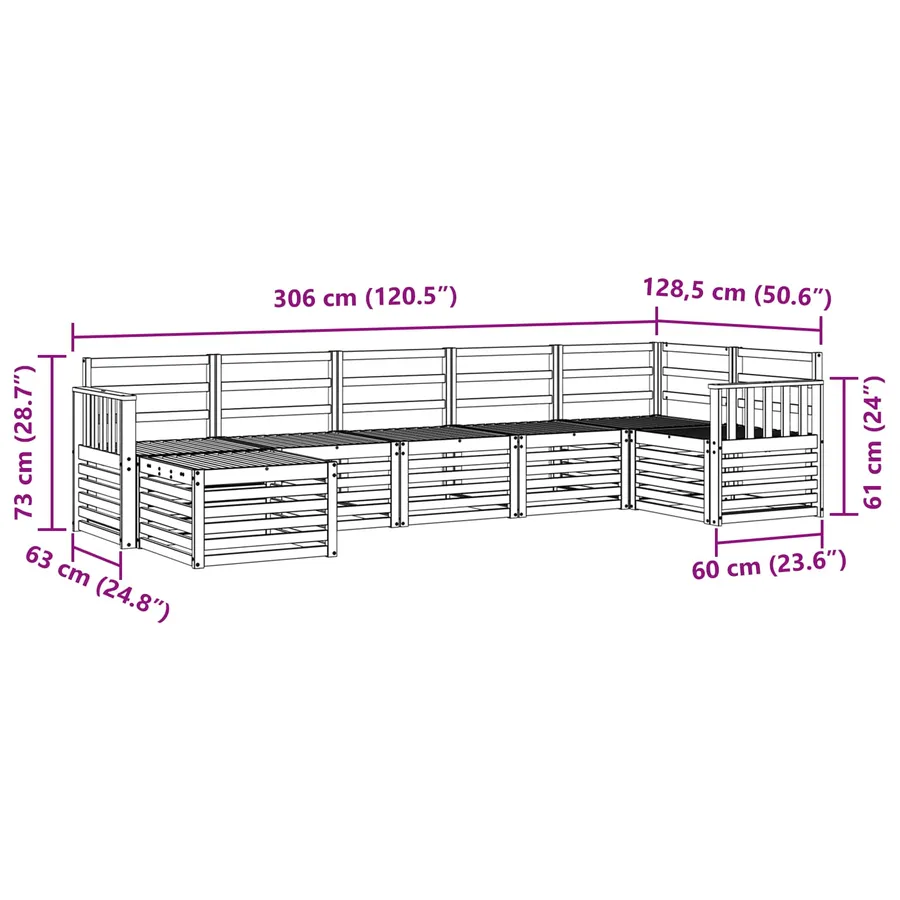Ensemble de canapés d'extérieur 7 pcs Blanc - 9