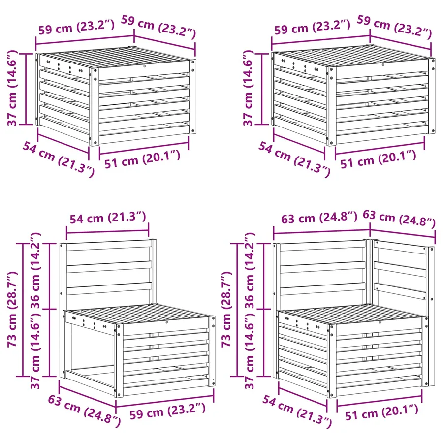Ensemble de canapés d'extérieur 7 pcs Blanc Polyester - 10