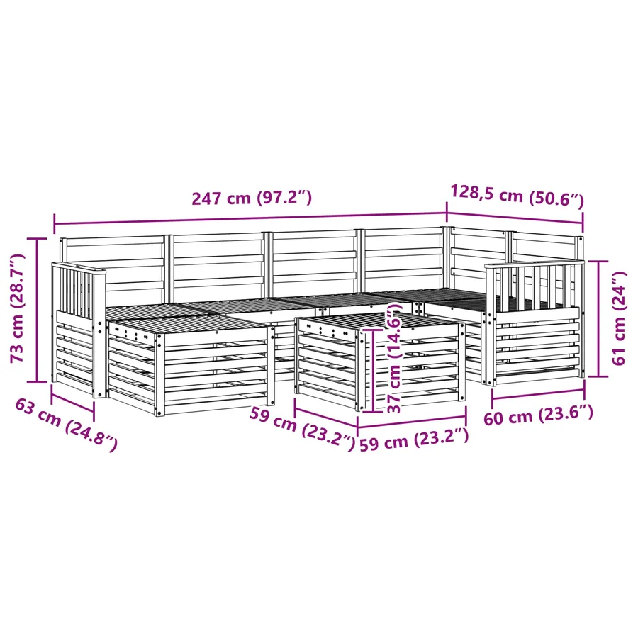 Ensemble de canapés d'extérieur 7 pcs Blanc Polyester - 9