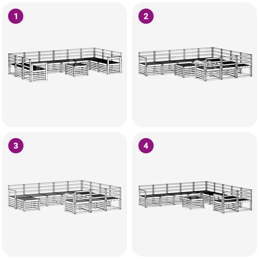 Ensemble de canapés d'extérieur 11 pcs Blanc 59 x 59 x 37 cm - 7