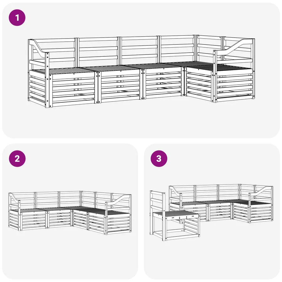 Ensemble de canapés d'extérieur 5 pcs Blanc 245 x 126,5 x 73 cm - 6