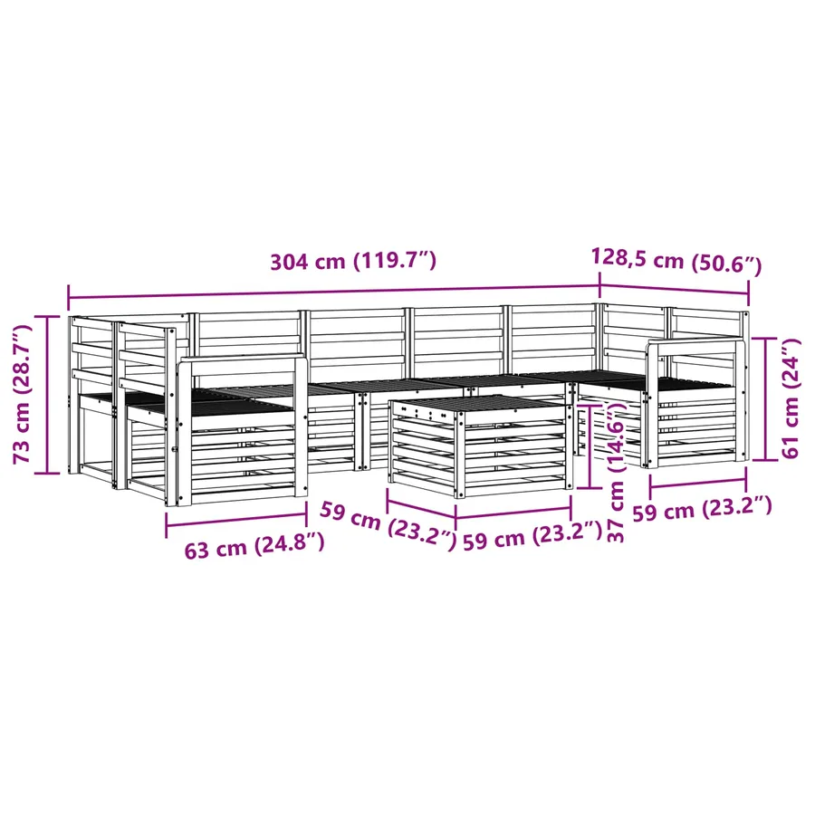 Ensemble de canapés d'extérieur 8 pcs Blanc - 8