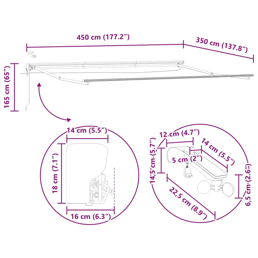 Auvent rétractable électrique 4,5 × 3,5 m - 15
