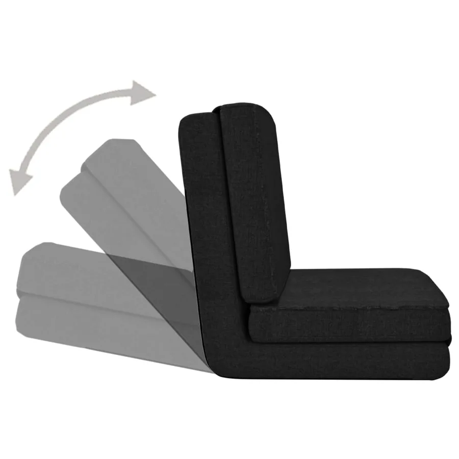 Chaise pliable de sol Noir Tissu - 6