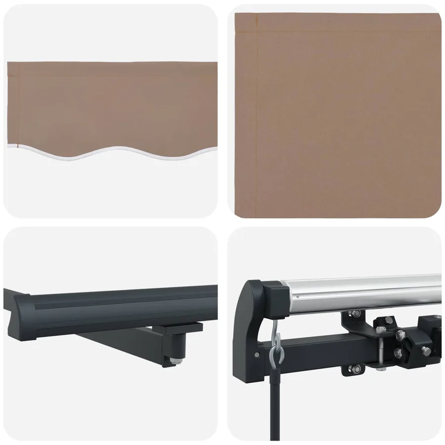 Auvent rétractable Taupe 450 × 300 cm Polyester et Aluminium - 4