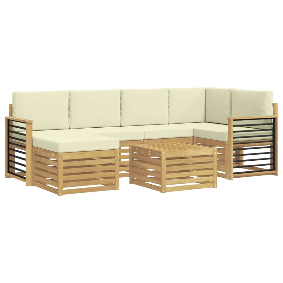 Ensemble de canapés d'extérieur 7 pcs Blanc et crème Polyester - 2