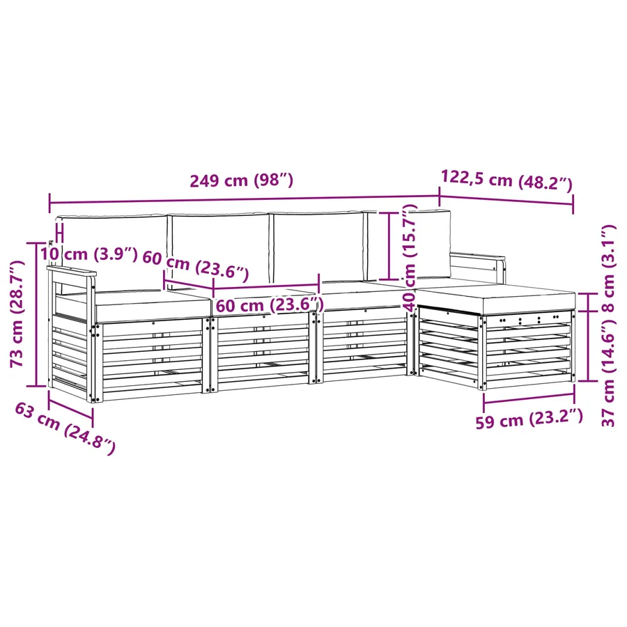 Ensemble de canapés d'extérieur 5 pcs Blanc et crème - 6