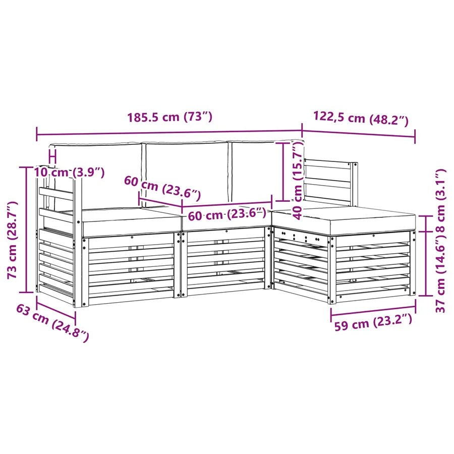Ensemble de canapés d'extérieur 4 pcs Blanc et crème - 6