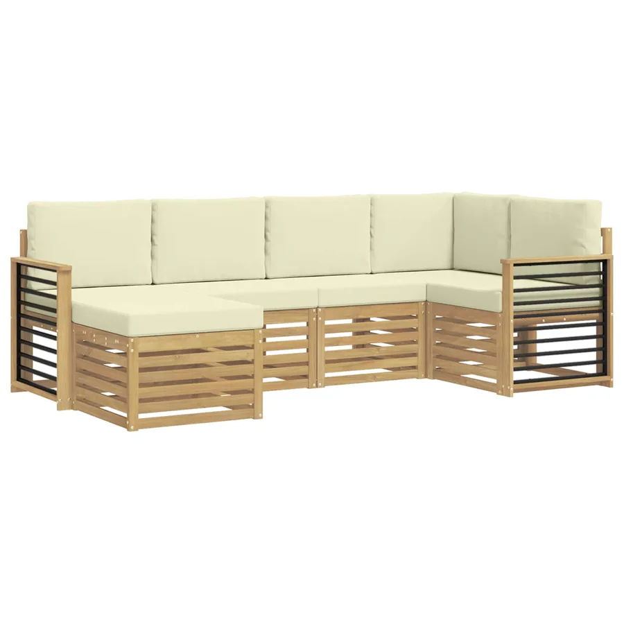 Ensemble de canapés d'extérieur 6 pcs Blanc et crème Polyester - 2