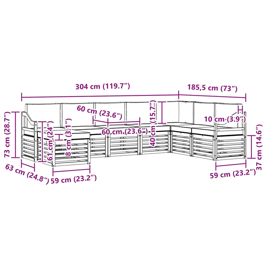 Ensemble de canapés d'extérieur 8 pcs Blanc et crème - 7