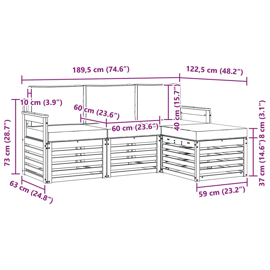 Ensemble de canapés d'extérieur 4 pcs Blanc et anthracite - 6