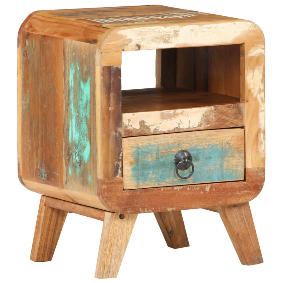 Table de chevet 30x30x41 cm Bois de récupération massif - 11