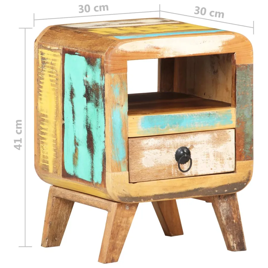 Table de chevet 30x30x41 cm Bois de récupération massif - 7