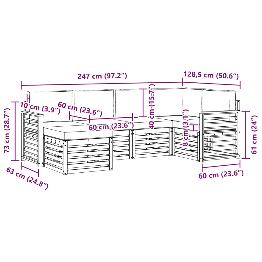Ensemble de canapés d'extérieur 6 pcs Blanc et anthracite - 7