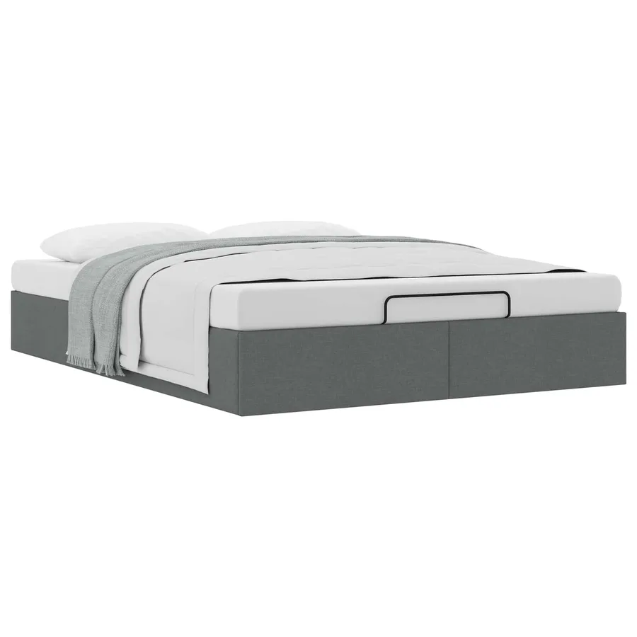Cadre de lit ottoman Gris foncé Lit double classique Tissu - 3