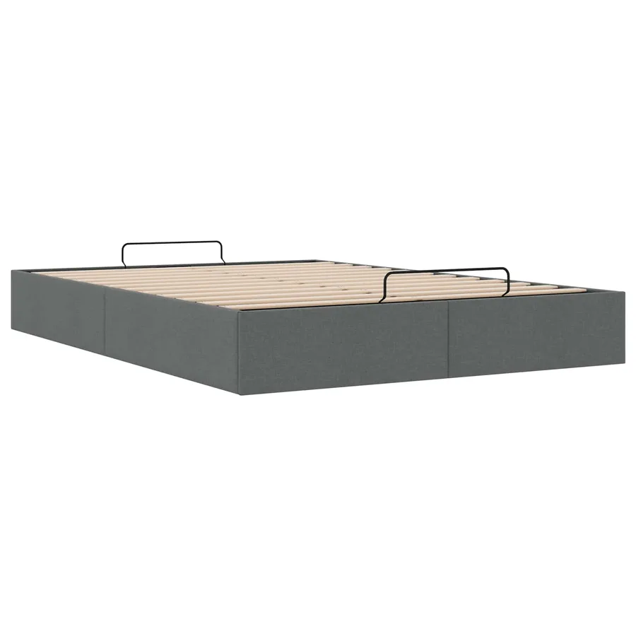 Cadre de lit ottoman Gris foncé Lit double classique Tissu - 6