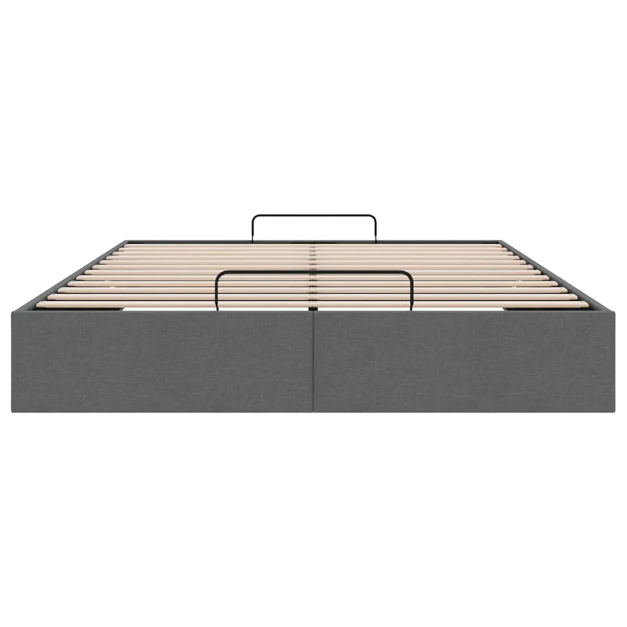 Cadre de lit ottoman Gris foncé Lit double classique Tissu - 7