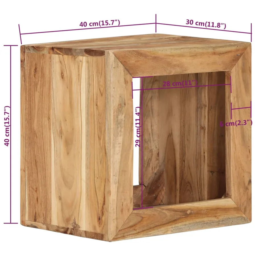 Tabouret 40x30x40 cm Bois d'acacia solide - 7