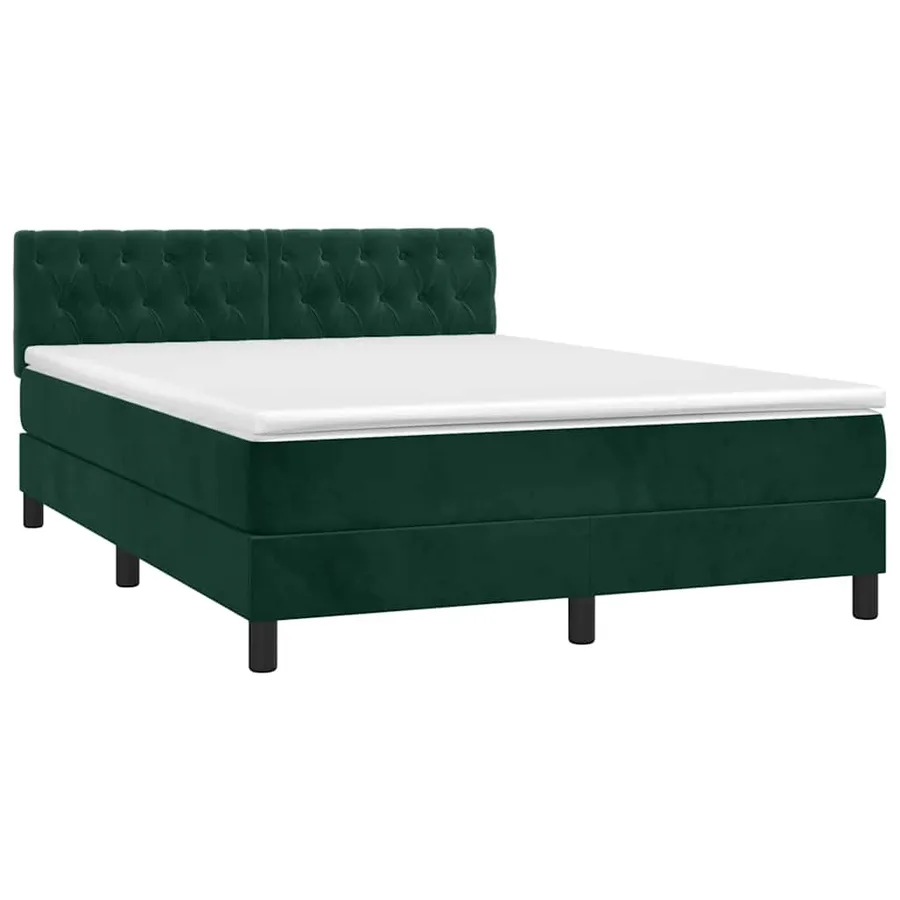 Sommier à lattes de lit avec matelas LED Vert foncé 140x190 cm - 2