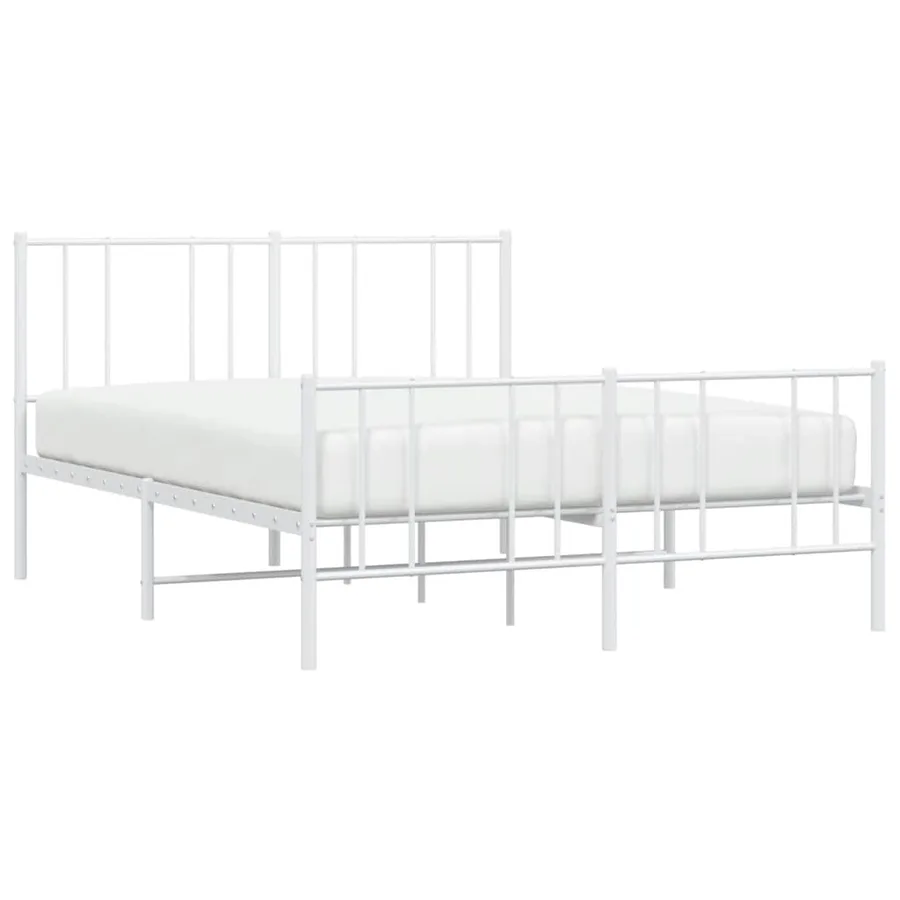 Cadre de lit métal sans matelas et pied de lit blanc 160x200 cm - 5