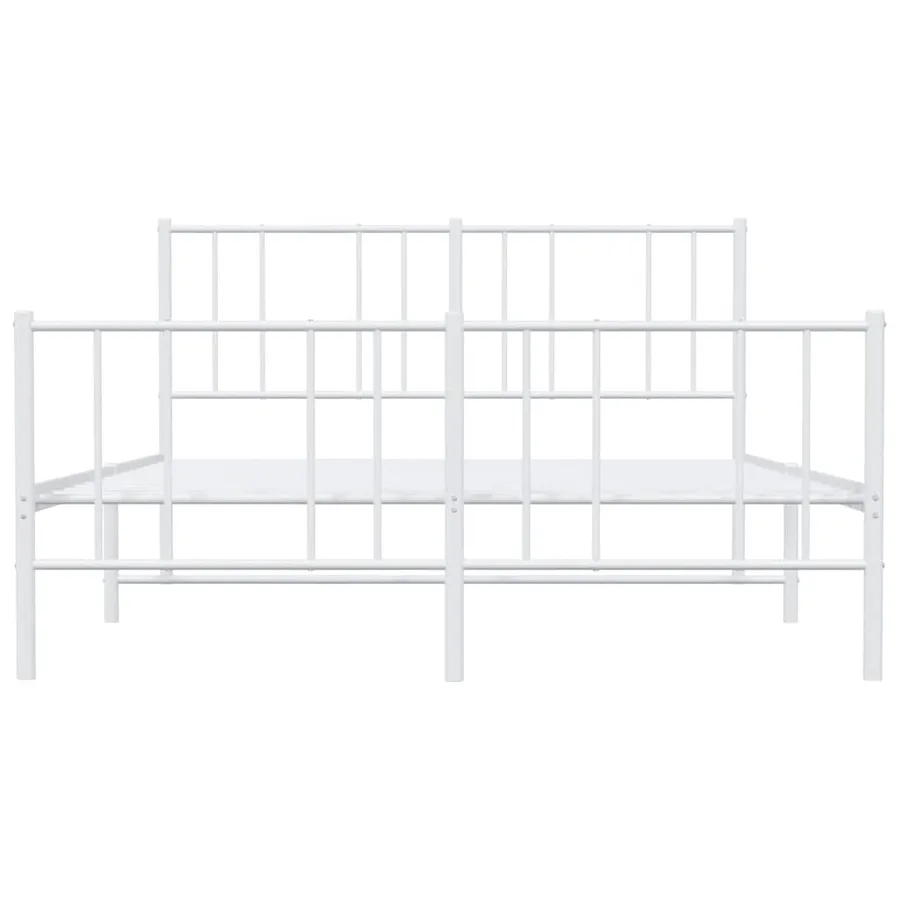 Cadre de lit métal sans matelas et pied de lit blanc 160x200 cm - 6