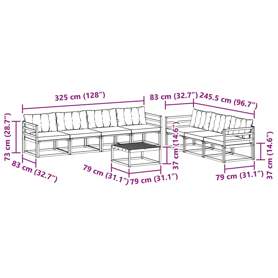 Ensemble de canapés d'extérieur 8 pcs Blanc et Beige - 8