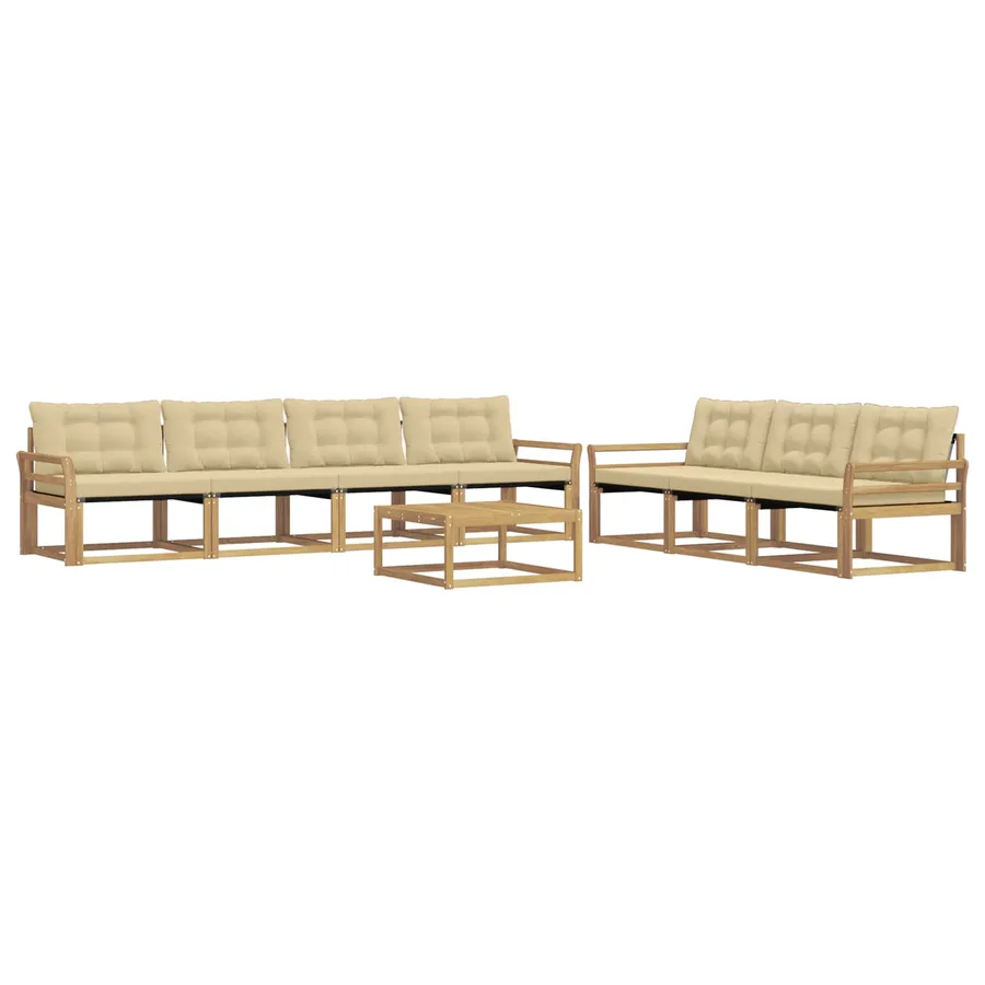 Ensemble de canapés d'extérieur 8 pcs Blanc et Beige - 2