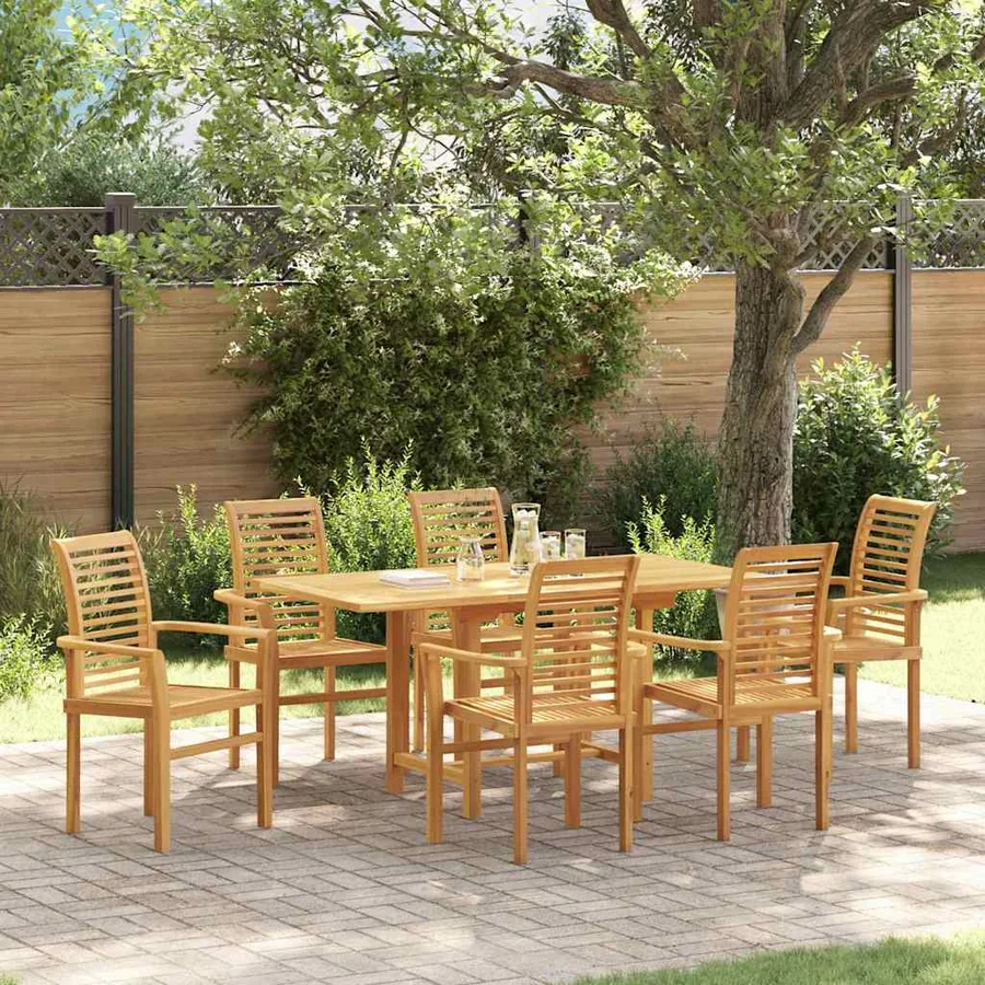 Ensemble de salle à manger pour jardin 7 pcs Marron