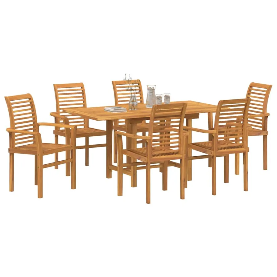 Ensemble de salle à manger pour jardin 7 pcs Marron - 3