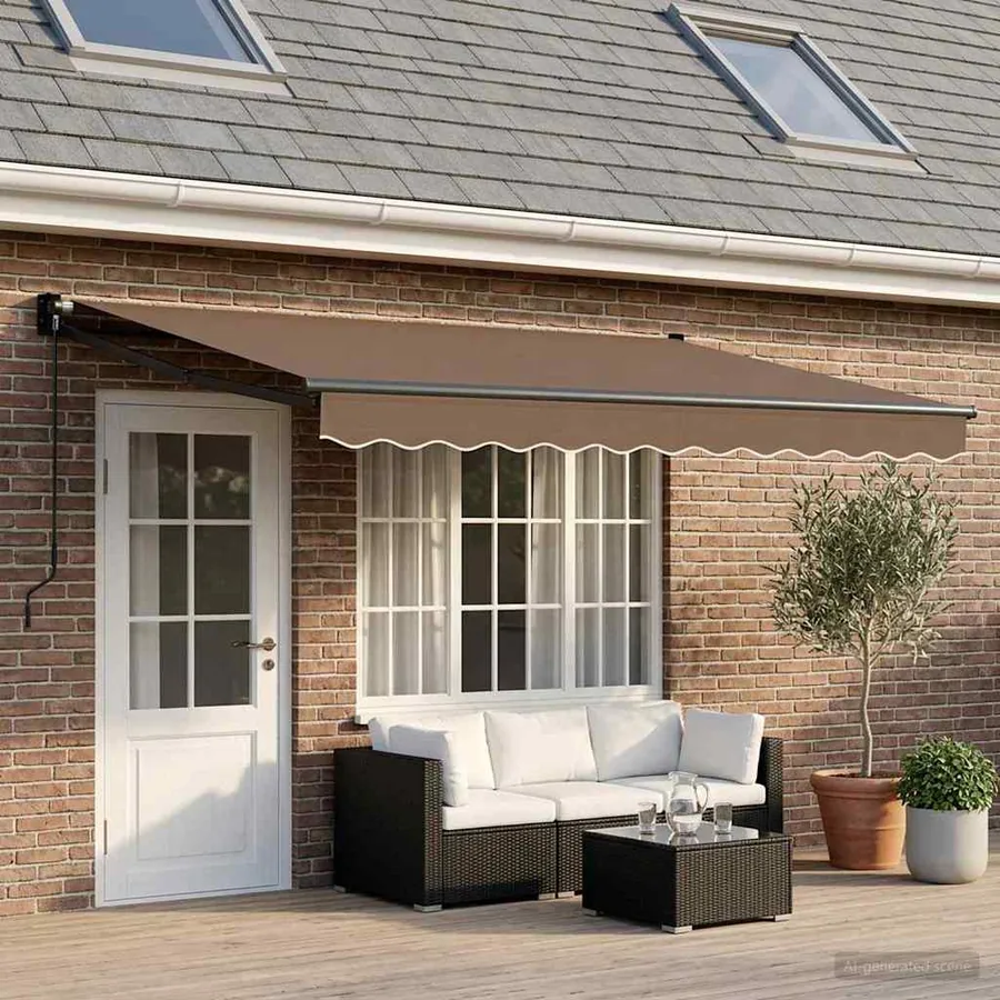 Auvent rétractable Taupe 4 × 3 m 100% Polyester et Aluminium