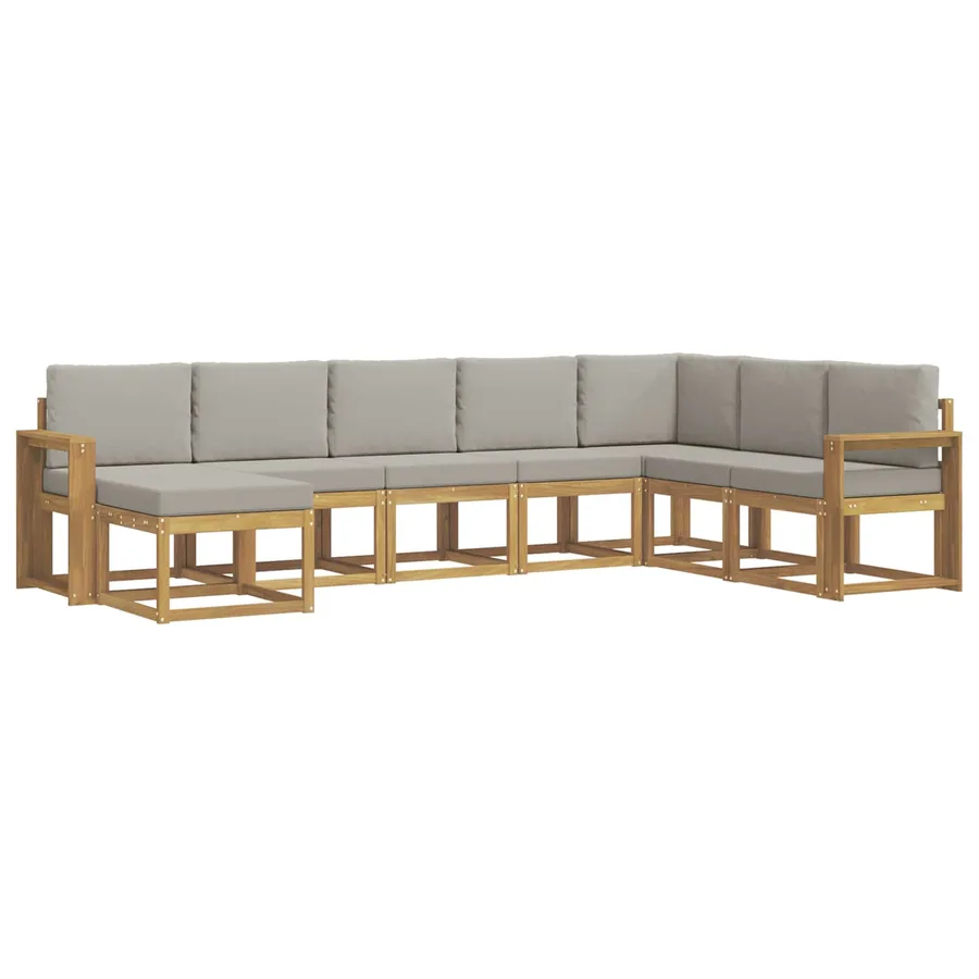 Ensemble de canapés d'extérieur 8 pcs Blanc et gris clair - 2