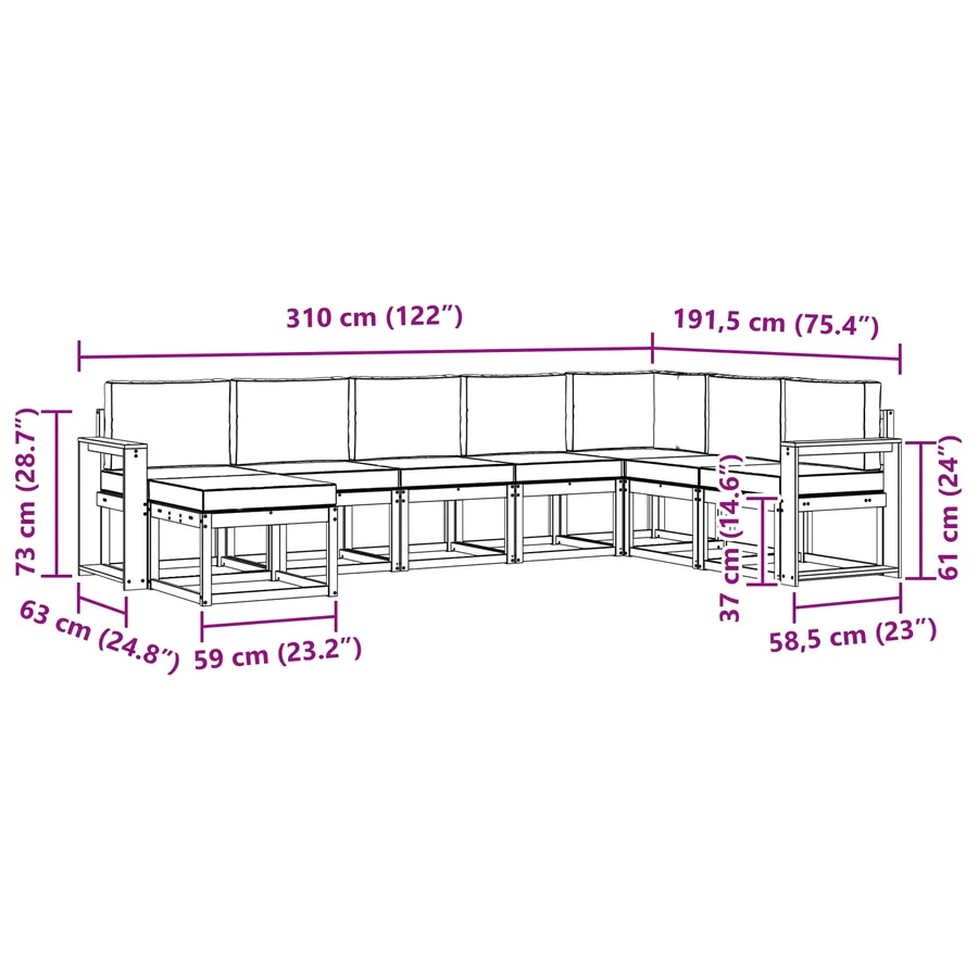 Ensemble de canapés d'extérieur 8 pcs Blanc et gris clair - 7