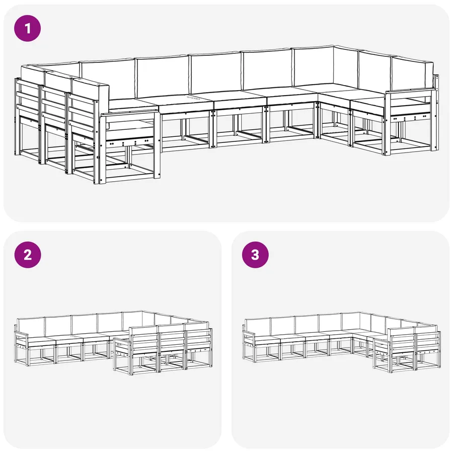 Ensemble de canapés d'extérieur 10 pcs Blanc et gris clair - 7