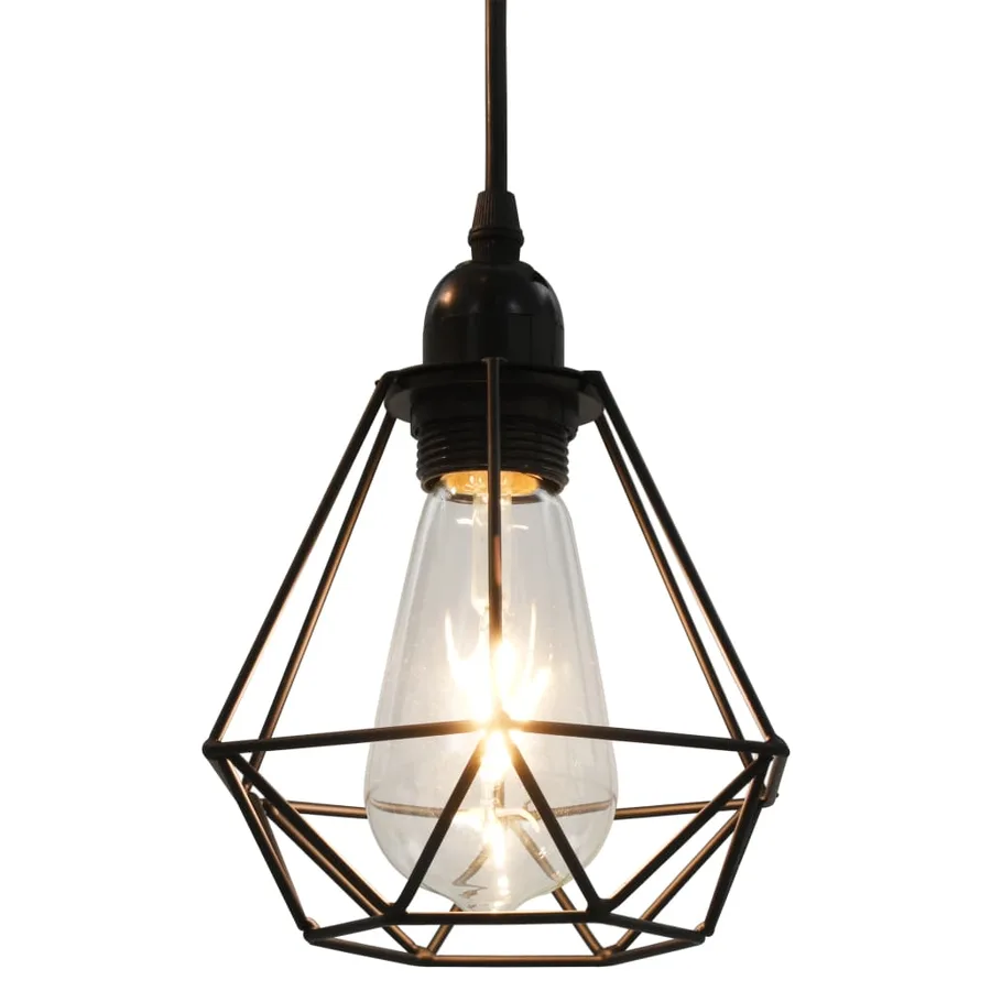Plafonnier avec design de diamant Noir 3 ampoules E27 - 4