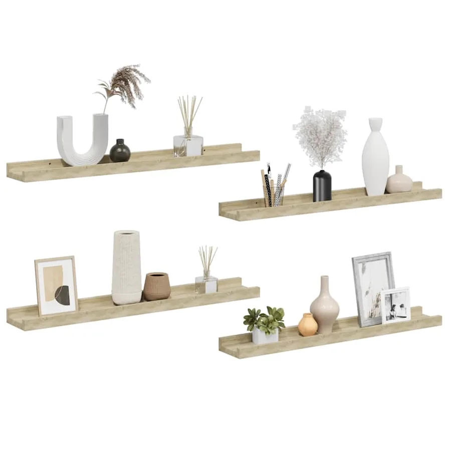 Étagères murales 4 pcs chêne sonoma 60x9x3 cm - 4