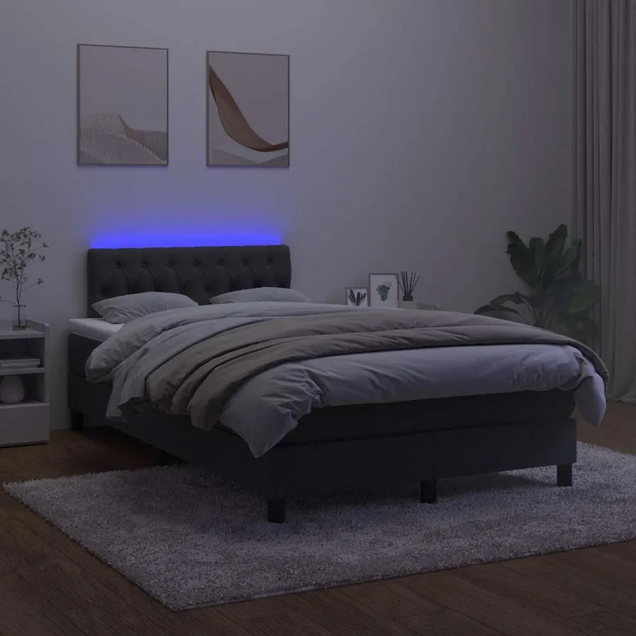 Sommier à lattes de lit avec matelas et LED Noir 120x200 cm - 4
