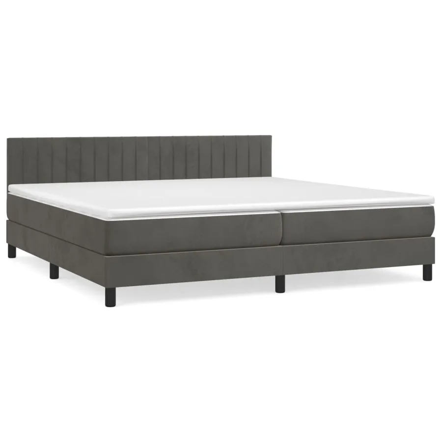 Sommier à lattes de lit et matelas Gris foncé 200x200cm Velours - 2