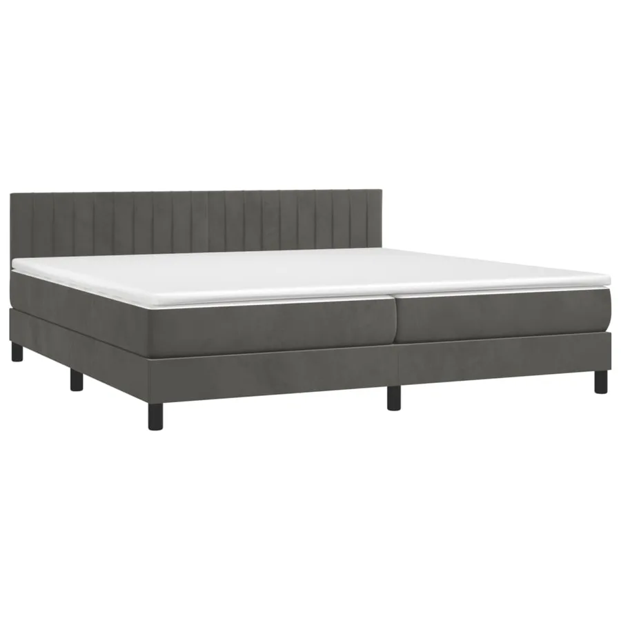 Sommier à lattes de lit et matelas Gris foncé 200x200cm Velours - 3