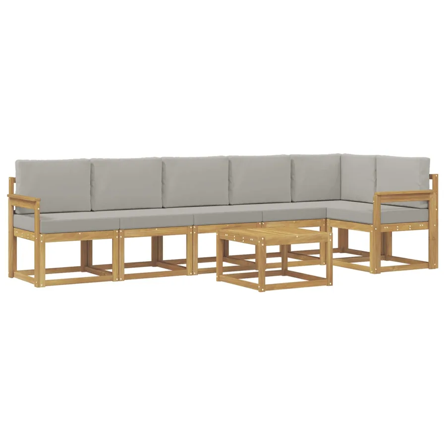 Ensemble de canapés d'extérieur 7 pcs Blanc et gris clair - 2