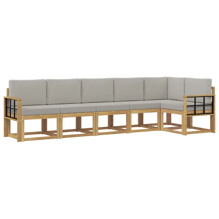 Ensemble de canapés d'extérieur 6 pcs Blanc et gris clair - 2